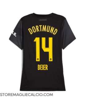 Borussia Dortmund Maximilian Beier #14 Maglia Gara Trasferta Repliche 2024-25 Donna Maniche Corte